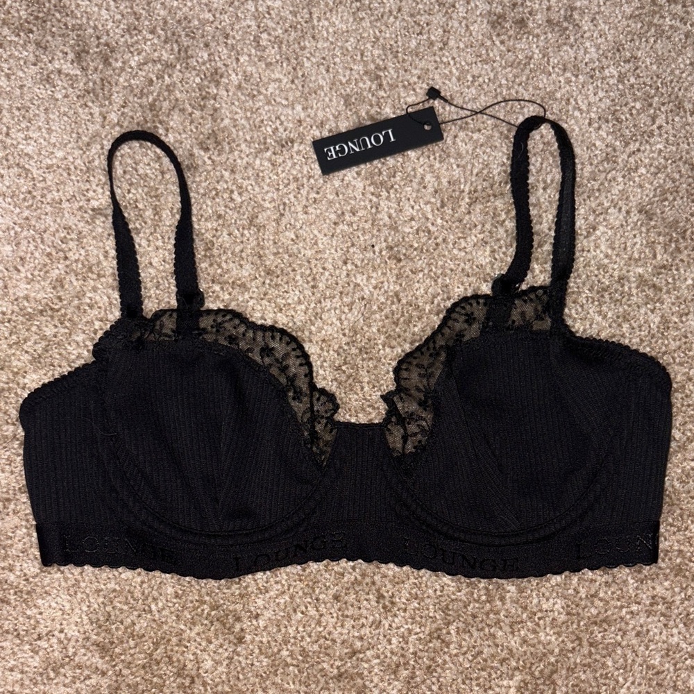 Lounge Black Lace Detail Bra